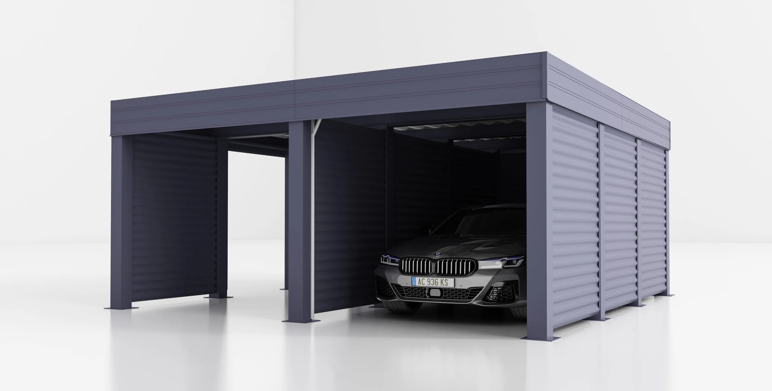 Dviguba metalinė stoginė Amelia D, 6x6, 36m² Dviguba automobilio stogine D