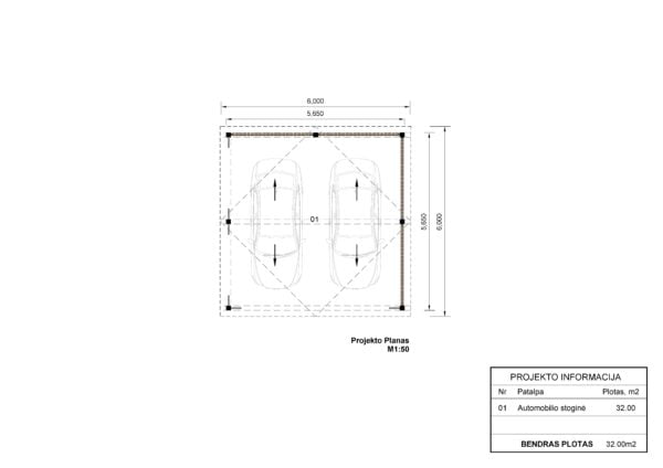 Dviguba medinė automobilio stoginė Olivia SR, 6x6, 36m² 3