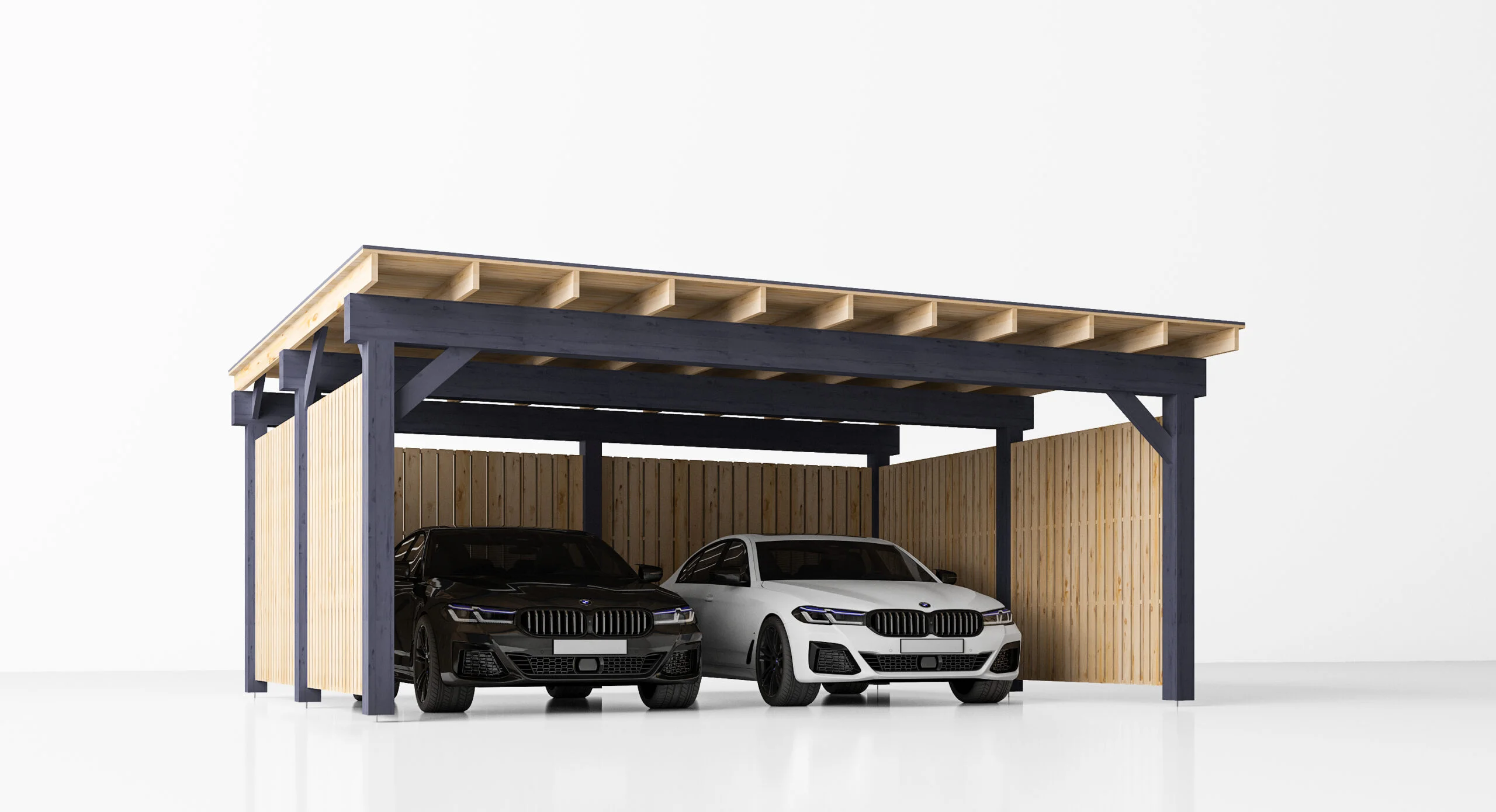 Dviguba medinė automobilio stoginė Olivia FR, 6x6, 36m² dviguba medine stogine olivia 02 F