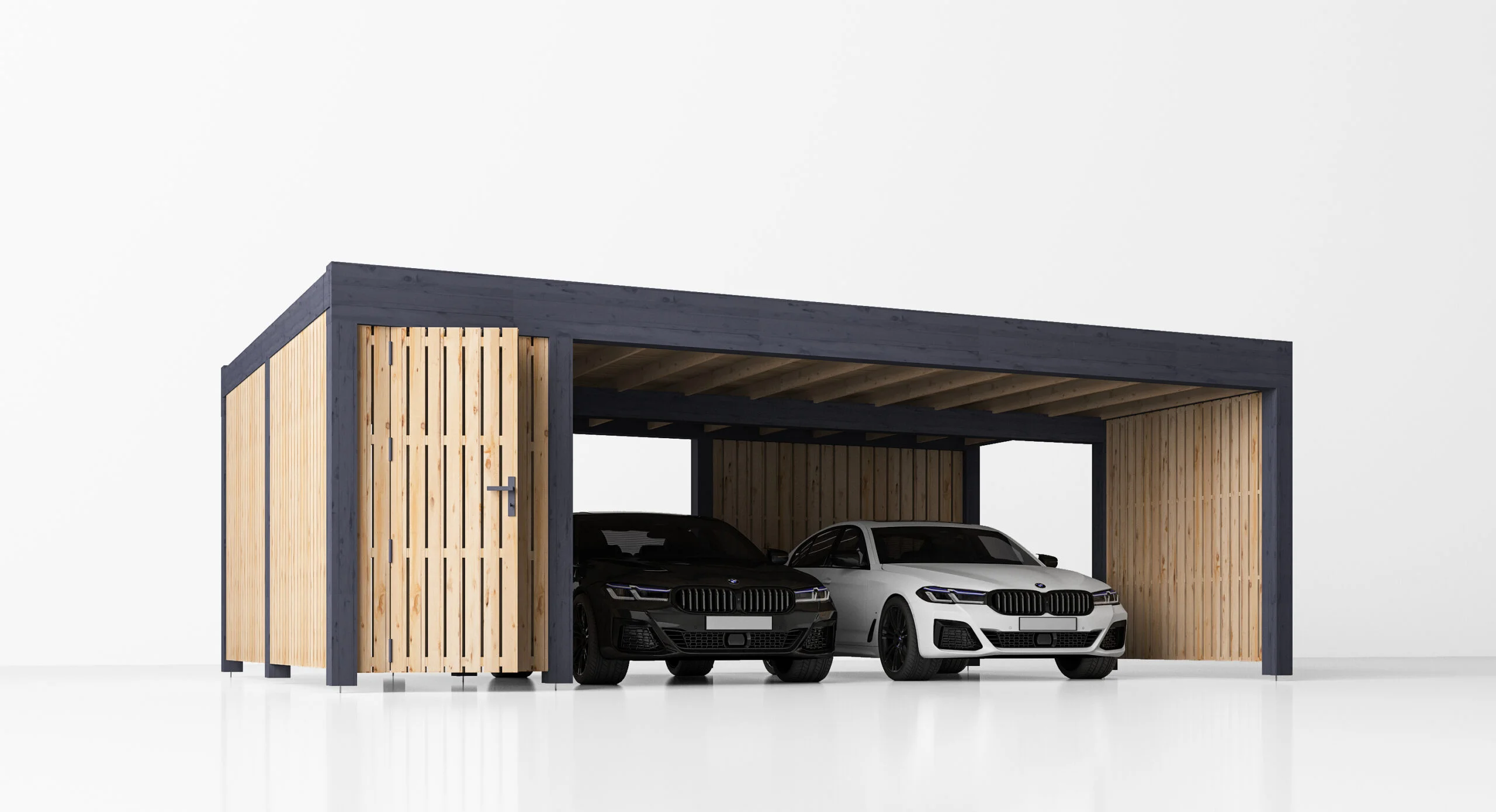 Dviguba medinė automobilio stoginė+sandėliukas Anika, 7.6x5.6, 42.50m² 1 Dviguba medinė automobilio stoginė+sandėliukas Anika, 7.6x5.6, 42.50m² - Image 2